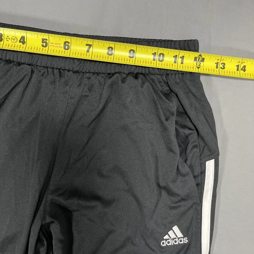 Adidas Boys Track Pants Youth Size M 10/12 Black White 3 Stripe Athletic Pants
